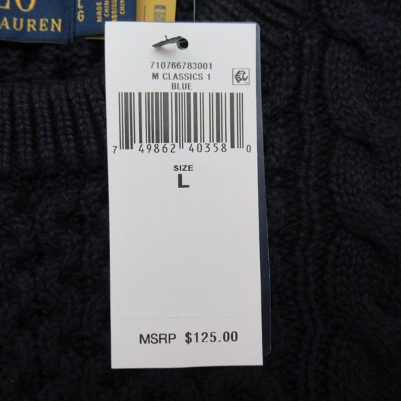 Ralph Lauren Iconic Aran Fisherman Cable Knit Crewneck Sweater NWT L XL - Picture 7 of 11